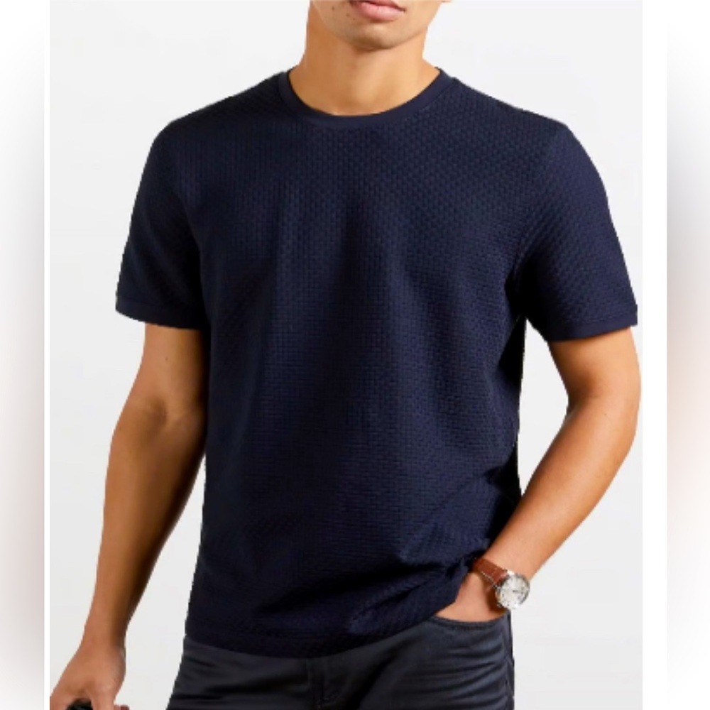 Ted Baker Caramel Basketweave Textured Cotton T-Shirt